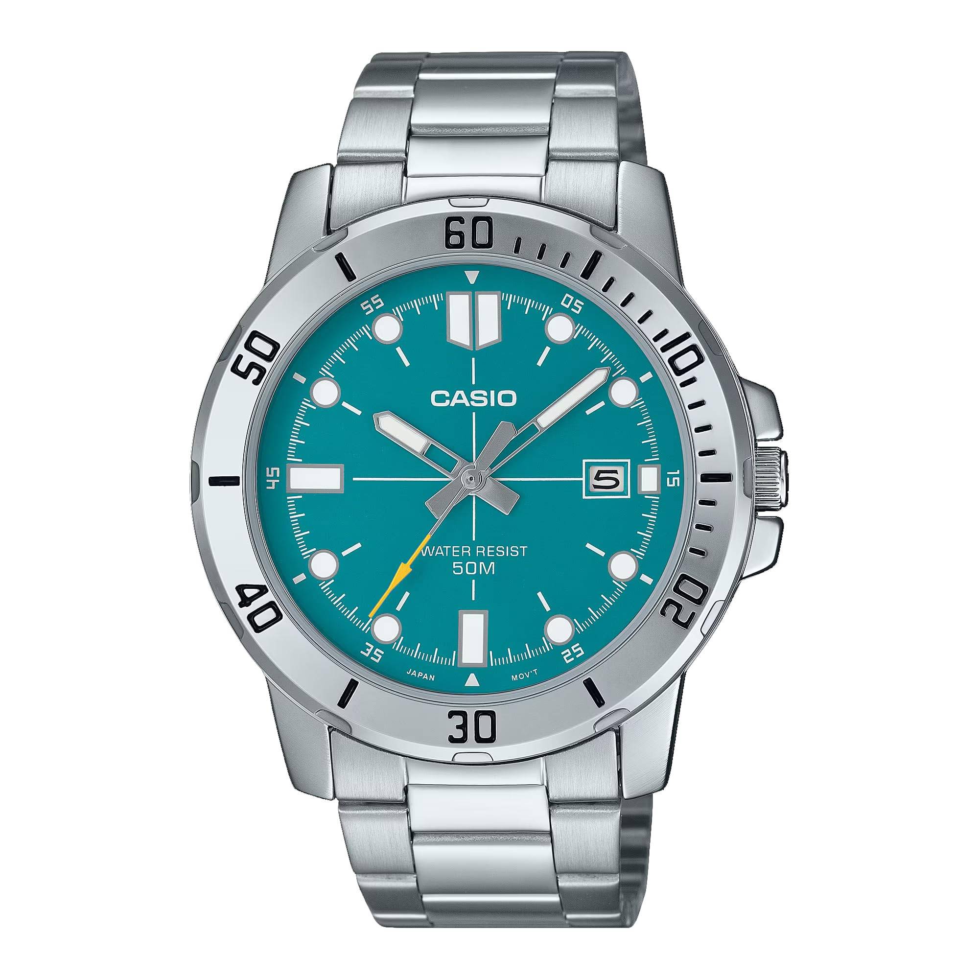 Casio Enticer Stainless Steel Jade Green Dial Casual Analog Sporty Green MTP-VD01D-3E2V Men's Watch, grön