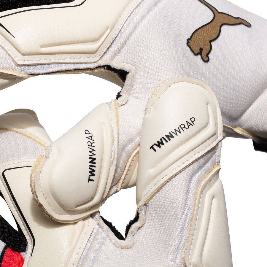 PUMA Målvaktshandske King Ultimate Hybrid The Arrival - Sockerad mandel/PUMA Svart/Ultra Red - ['Vit'] (8½)