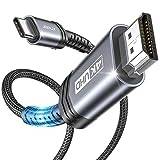 JSAUX USB C till HDMI-kabel 2M, USB Typ C till HDMI 4K UHD-kabel (kompatibel med Thunderbolt 3) kompatibel med iPhone 17/16 Pro Max, MacBook Pro 2018, MacBook Air/iPad Pro 2018, Samsung Galaxy S23/S22