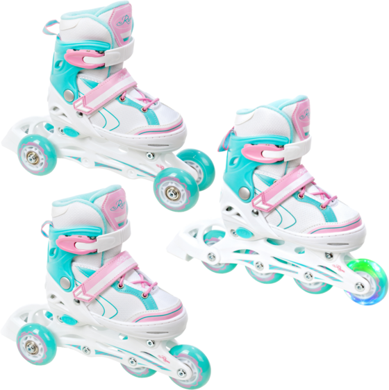 Raven 3in1 Lia (front Led Wheel) Inlines Vit / Akvamarin Grön / Rosa - 34-37