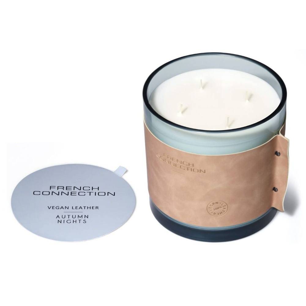 French Connection High Autumn Nights Luxury Leather Candle 1.46kg – 4 Wick Scented - Multi Color - One Size