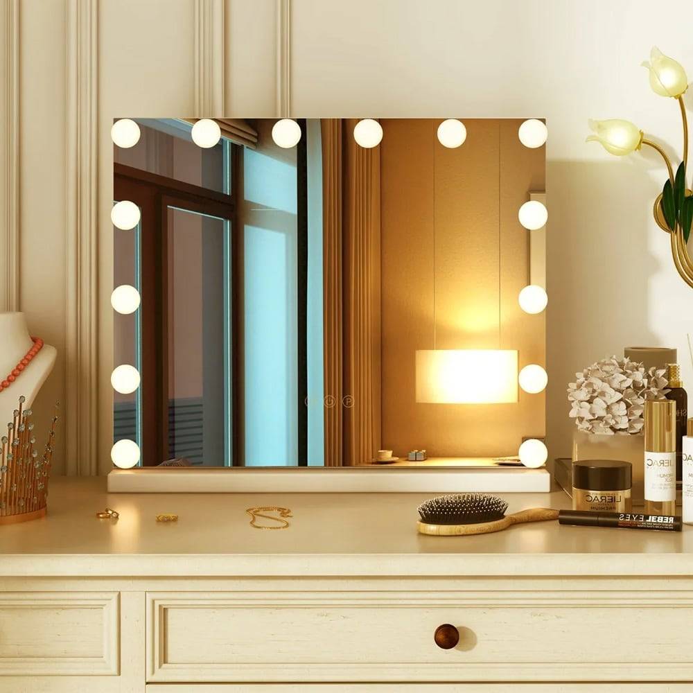 Hollywood sminkspegel med LED-belysning – 50×43 cm
