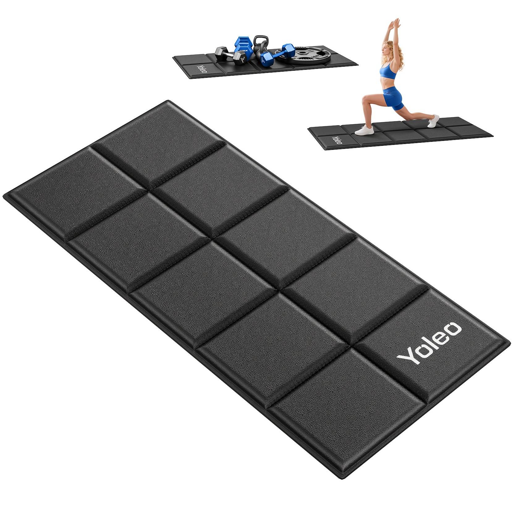 160x75cm Foldable Treadmill Mat - 1/ 4" Thick Non-slip Gym Floor Protector For Exercise Bike & Weight Bench, Shock Absorbing Equipment Mat For Home Gym, Easy To Store