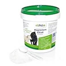 VitPet+ Magnesiumcitrat för hästar – magnesiumhäst – premium magnesiumcitratpulver – för att stödja muskler och nervsystem – 1 000 g inklusive doseringssked