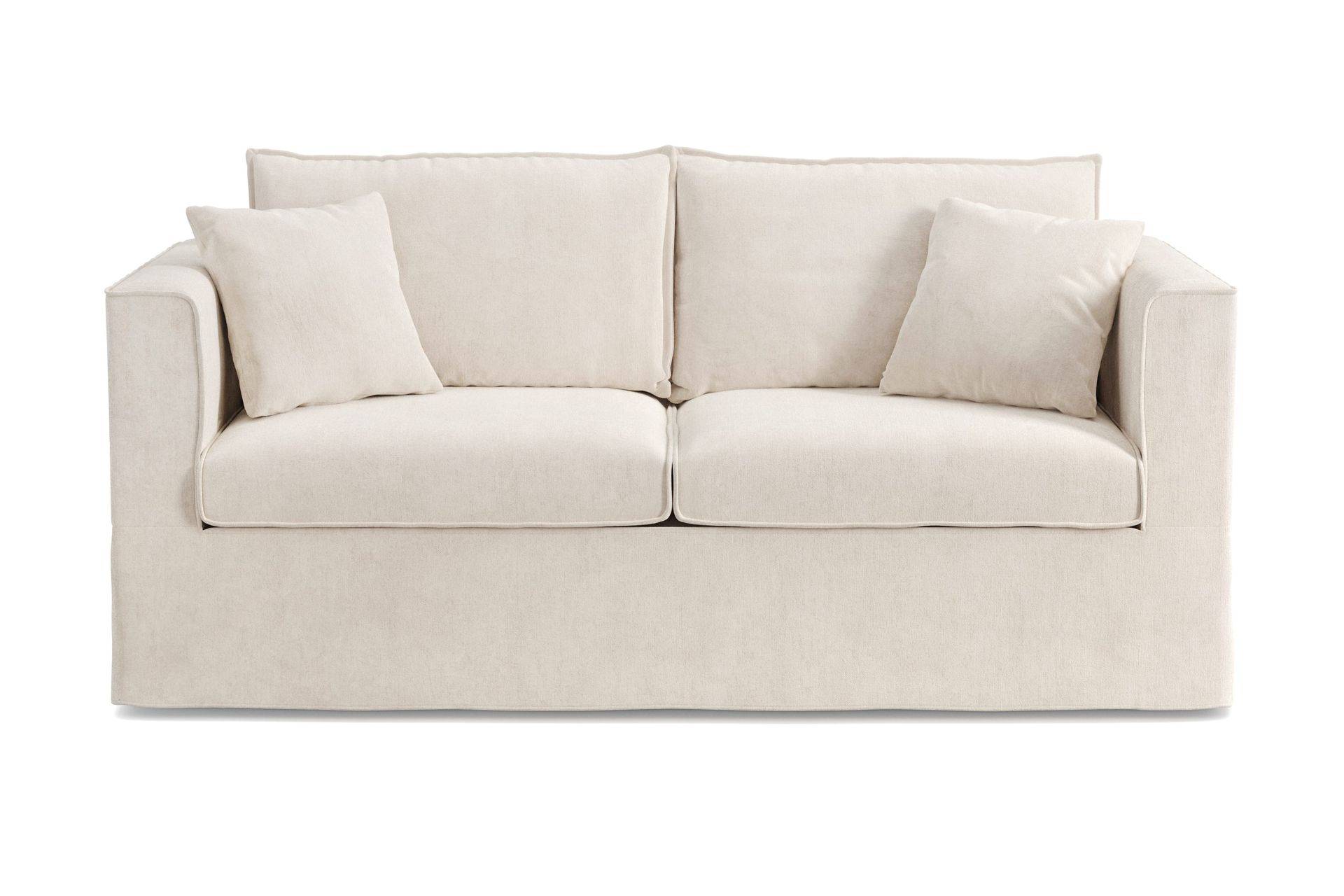 Travstad 3-sits Bäddsoffa med HVILA Bäddmadrass 140x200 cm Polyesterskum Vändbar Sommar & Vintersida och Tvättbar klädsel - Beige/Vit 3 sits bäddsoffa Beige,Vit Andrarum
