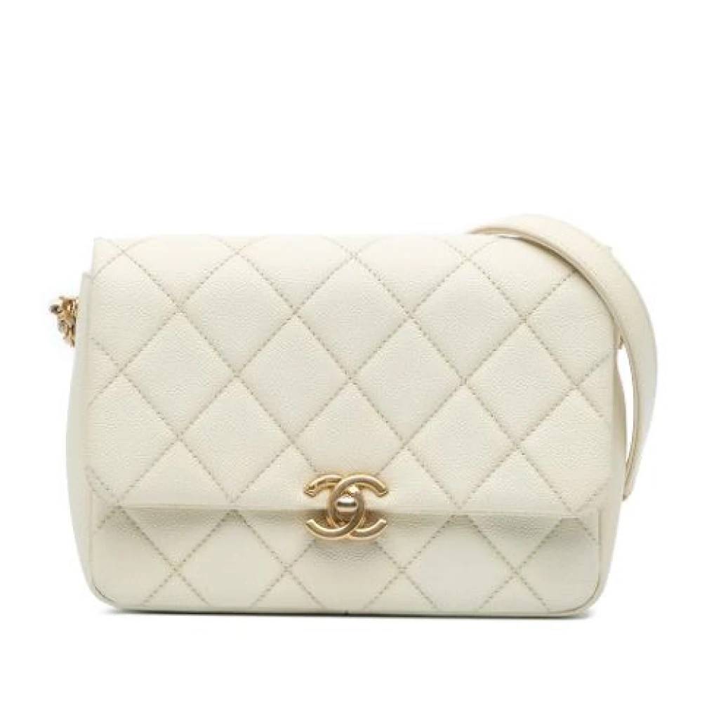 Chanel Vintage Pre-owned Vintage Flap Skuldertaske - Vintage - Dame - Hvid - ONE SIZE - Uld
