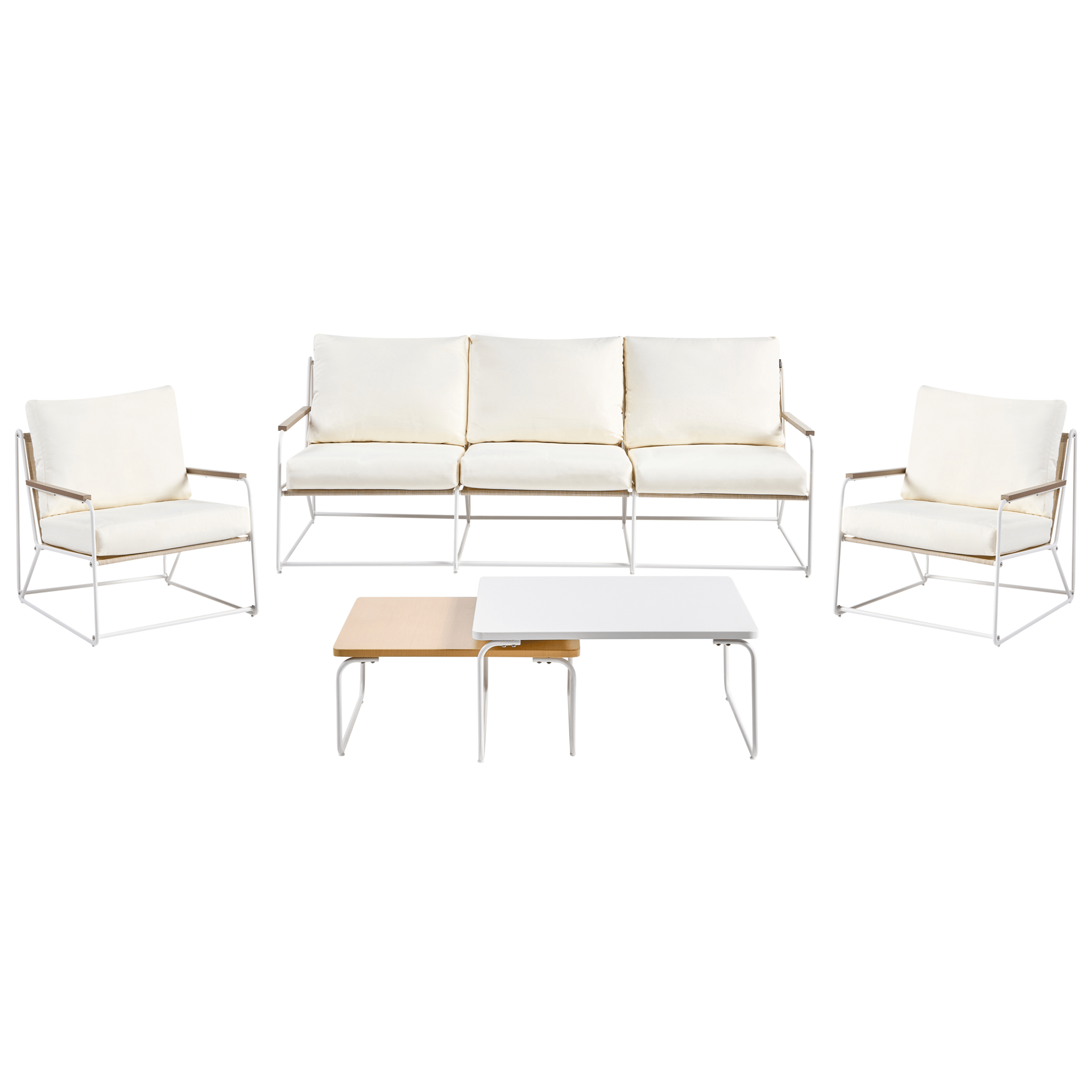 Soffgrupp utomhus 5-Sits Venaria med Bord - Vit/Beige Altanmöbler Beige,Vit Textil