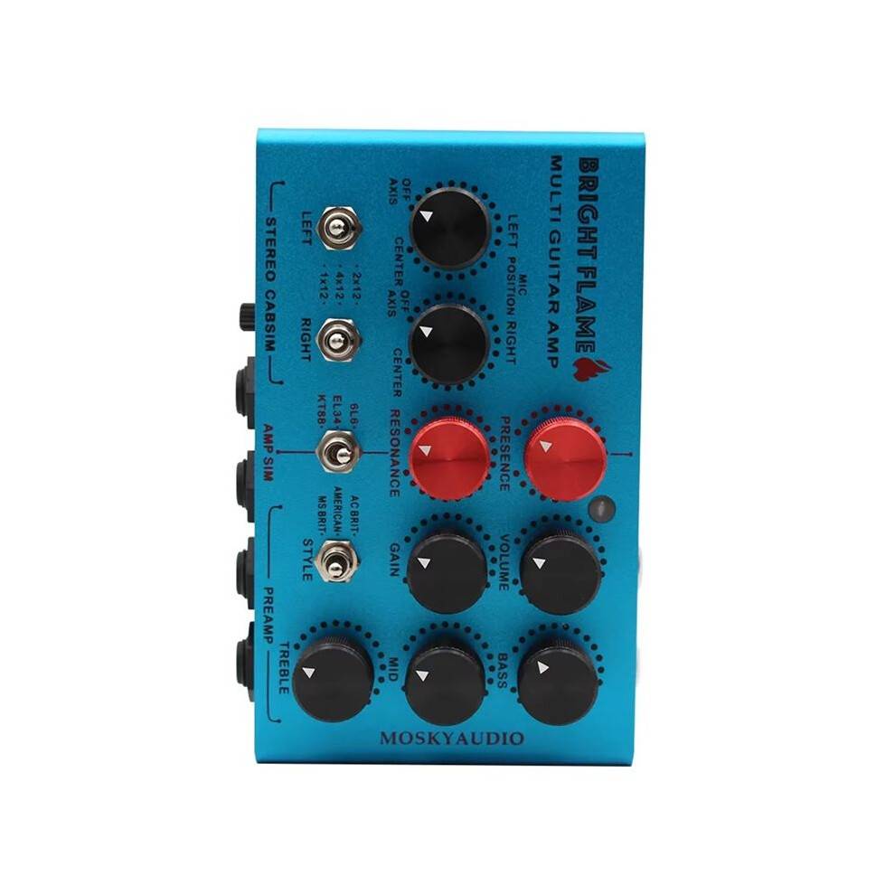 MOSKYAUDIO Audio Bright Flame Multi Guitar Amp Simulator Pedal Stereo Cabinet Sim Box Preamp DI Box Effect Pedal