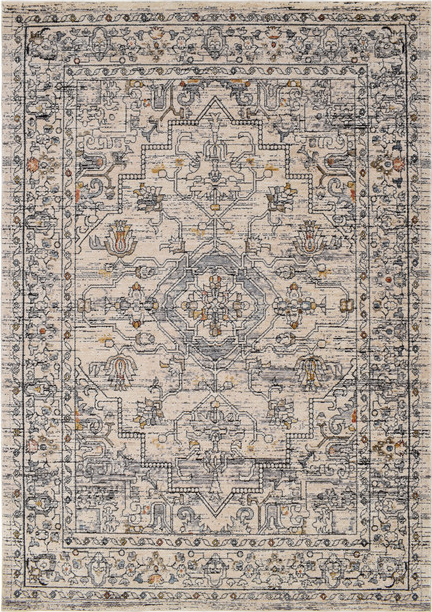 Gulvtæppe Loomery Troye 160x230 cm elfenben med orientalsk mønster.