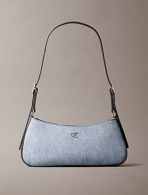 Calvin Klein  Small Denim Monogram Logo Shoulder Bag