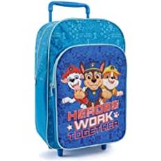 Paw Patrol Kabinväska Ryggsäck för Barn - Backpack med Stora Fack Blå - Dagväska för Småbarn Förskola och Resor - Junior Väska med Serietryck och Löstagbara Hjul för Pojkar - 36x24x12 cm - Perletti