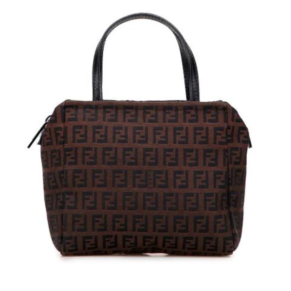 Fendi Vintage Pre-owned Vintage Canvas Håndtaske - Vintage - Dame - Brun - ONE SIZE - Læder