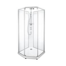 Contura Showerama Comfort Pentagonal Duschkabin (1000x1000/Klarglas/Borstad aluminium)