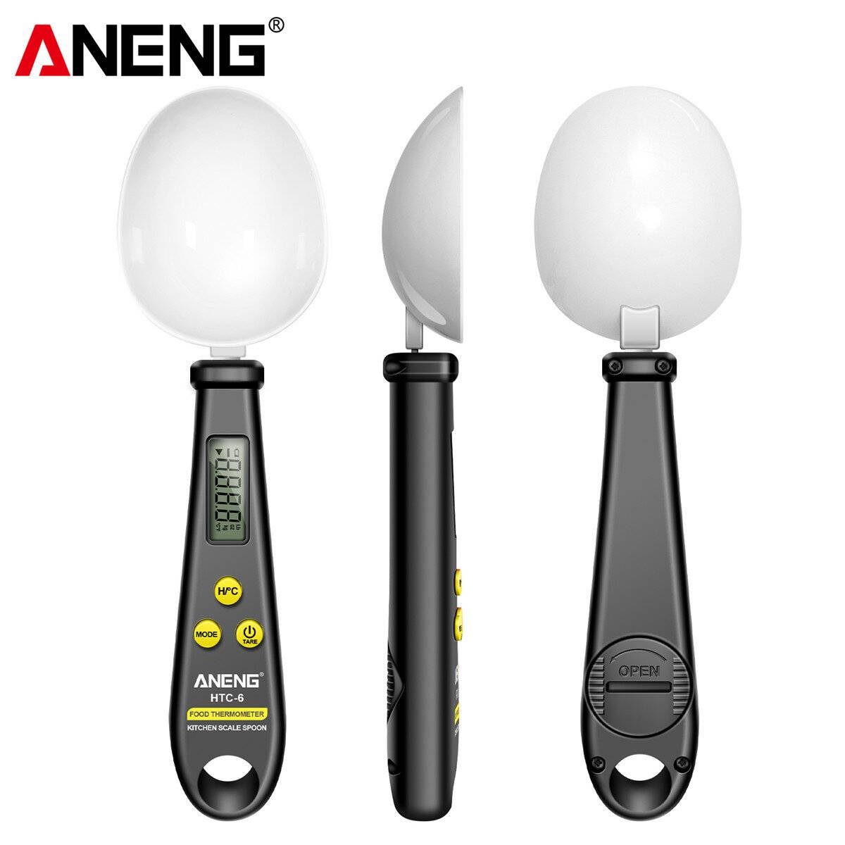 ANENG HTC-6 Multifunktionskök redskap Elektronisk Mätsked med Integrerad Mat-Thermometer Noggrann Gram/Uns/Pund Konverte