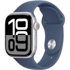 Apple Watch Series 10 Gps + Cellular 42mm Silver Aluminium Case With Denim Sport Band - S/m