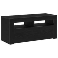TV-skåp med LED -remsljus Svart 90 x 35 x 40 cm Konstruerat trä