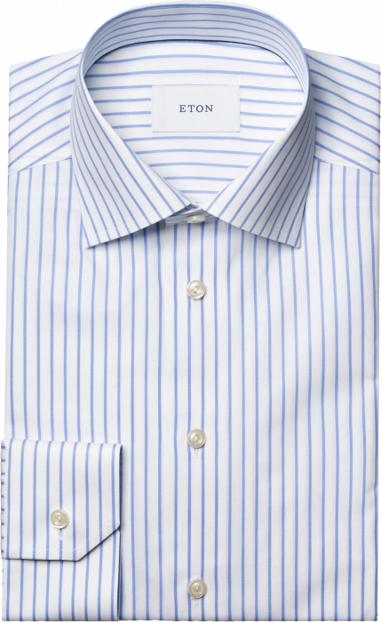 Eton Blå Pencil Stripe Twill Contemporary Fit Skjorte - 42 / L