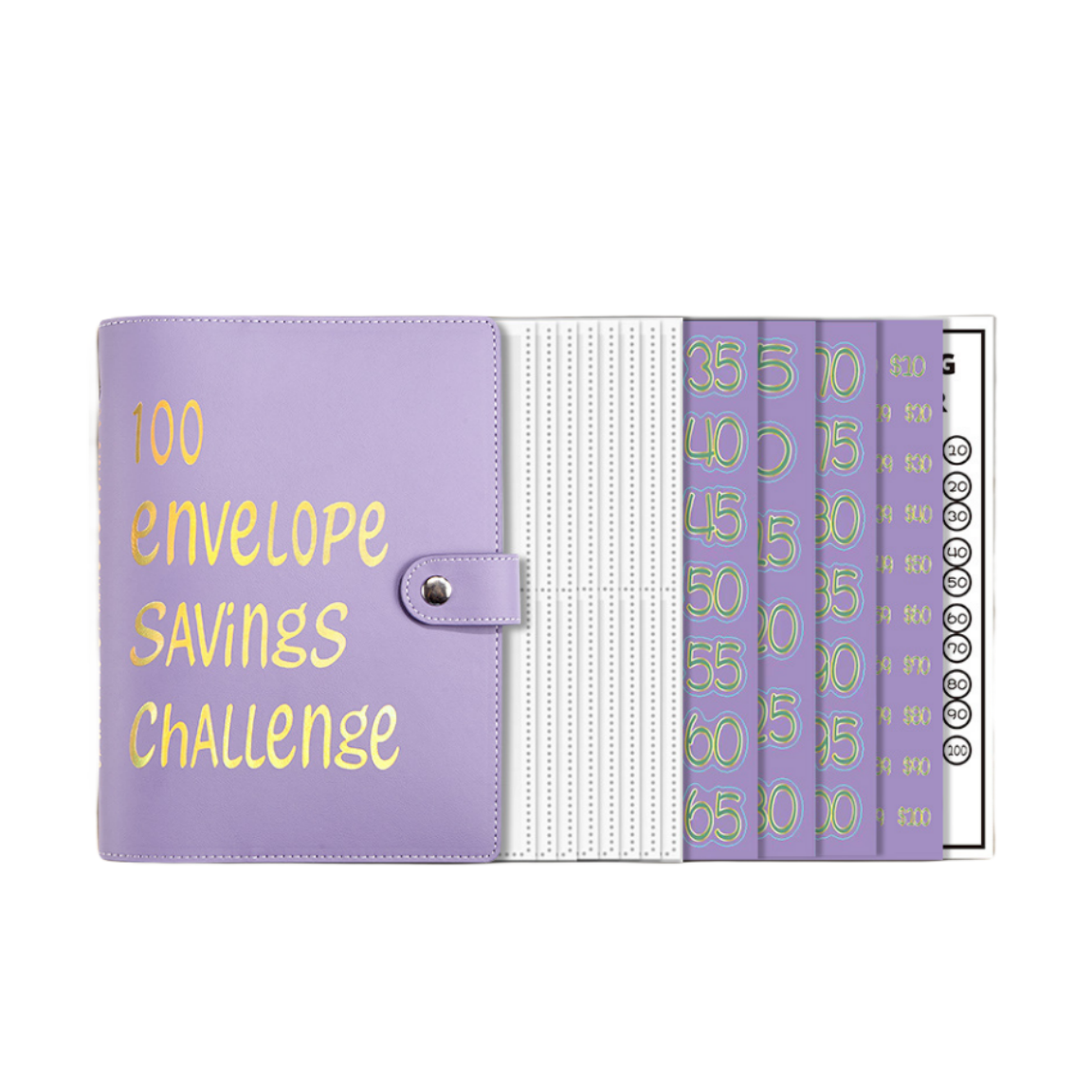 A5 100 Envelope Money Savings Challenge Binder soft cover pu leather loose-leaf budget binders with stickers