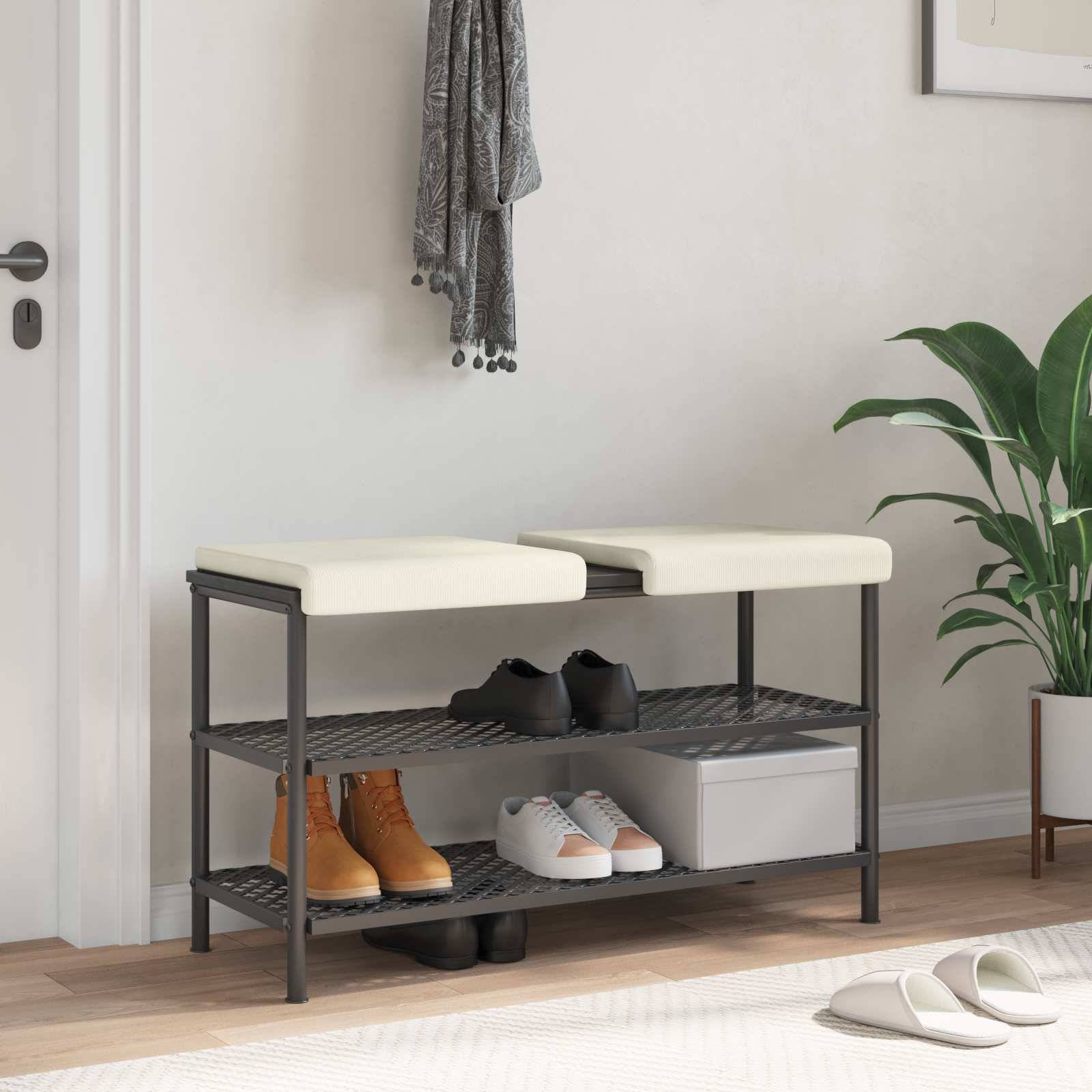 vidaXL Bänk kudde 2 pcs manchester Gräddvit Djup 35 cm