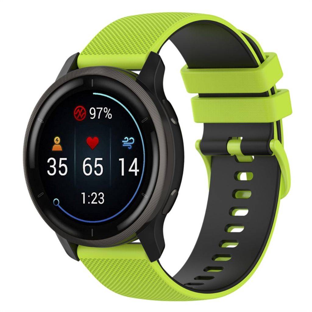 Garmin Venu 2 / VivoActive 4 etc. Tvåfärgat klockarmband i silikon - Grön/Svart