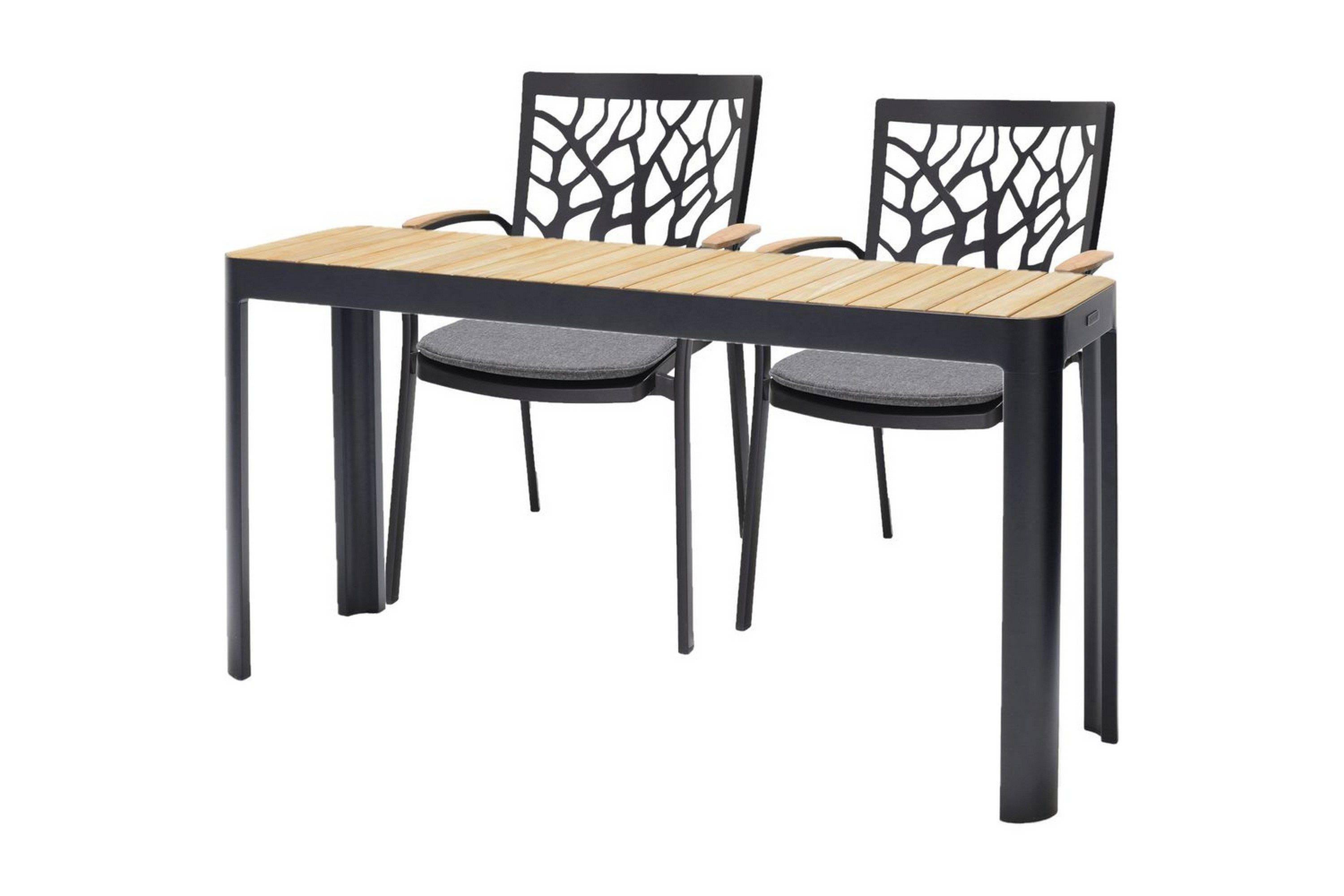 Utomhusmöbelgrupp Lifestyle Garden Portals balcony bord & 2 stol - Cafegrupp cafeset Svart
