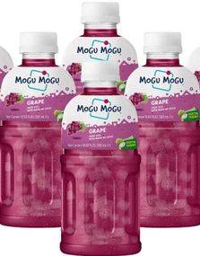 6 st Mogu Mogu Nata De Coco Grape - Druejuice med Kokosgelebitar 320 ml - Hel Låda (Thailand)