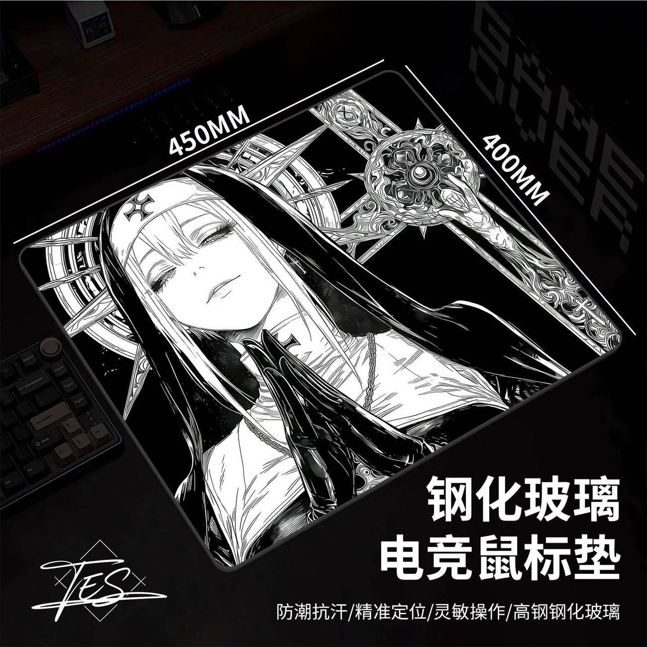 Glass Anime Mouse Pad Glass Mouse Pad Gaming Pad Smooth Frosted Surface Waterproof Desk Tempered Multiple 45x40 Size Optional