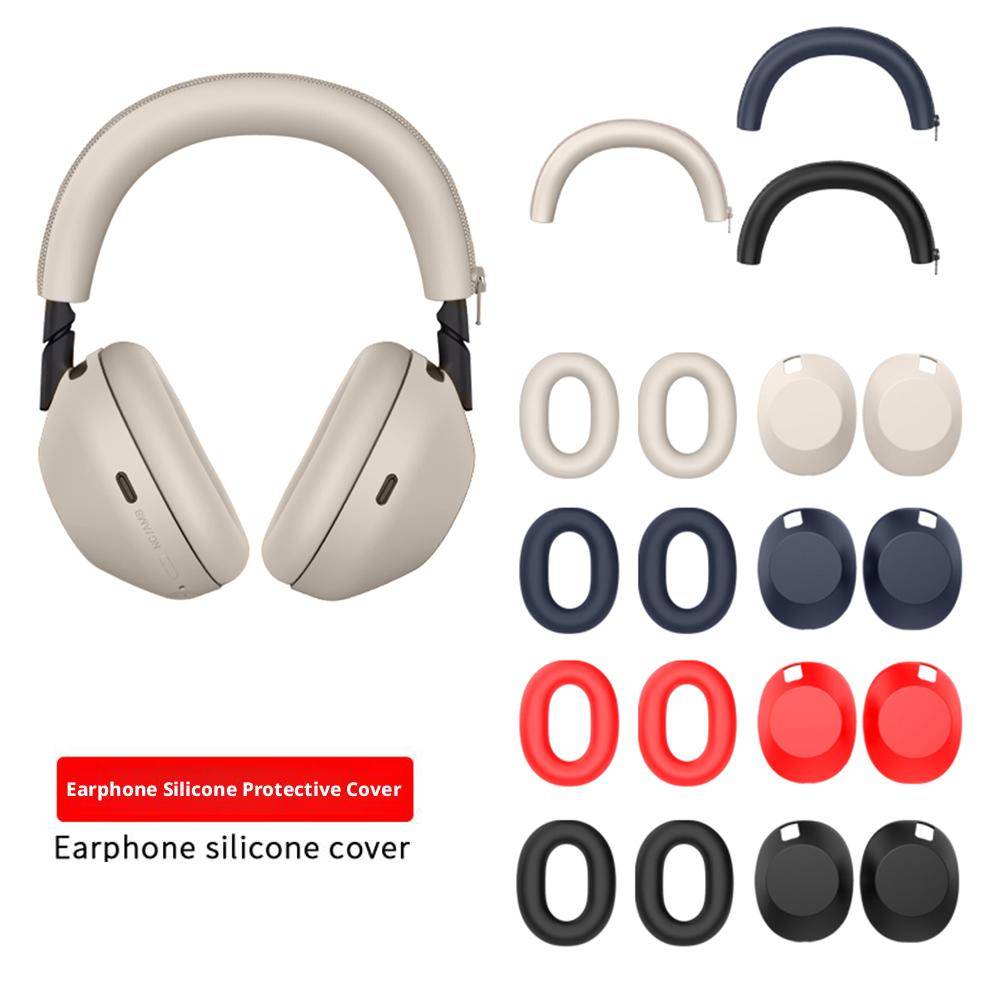 för Sony WH-1000XM6 Fodral Skydd Silikon Öronkuddar&Huvudband & Öronkåpor Skyddsfodral för Sony WH-1000XM6 Trådlösa Hörlurar vit