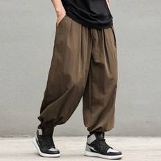 Enfärgade casual enkla modebyxor för vardagsbruk, herr säckiga kläder, säckiga byxor herr, koreanska byxor herr, japanska byxor herr - Kaffebrun (L,M,S,XL,XS,XXL)