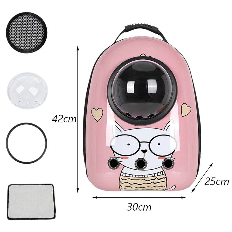 Cartoon Print Breathable Cat Backpack Carrier - Pin kDog / S-below 6.0kg pet / SPC (S-below 6.0kg pet)