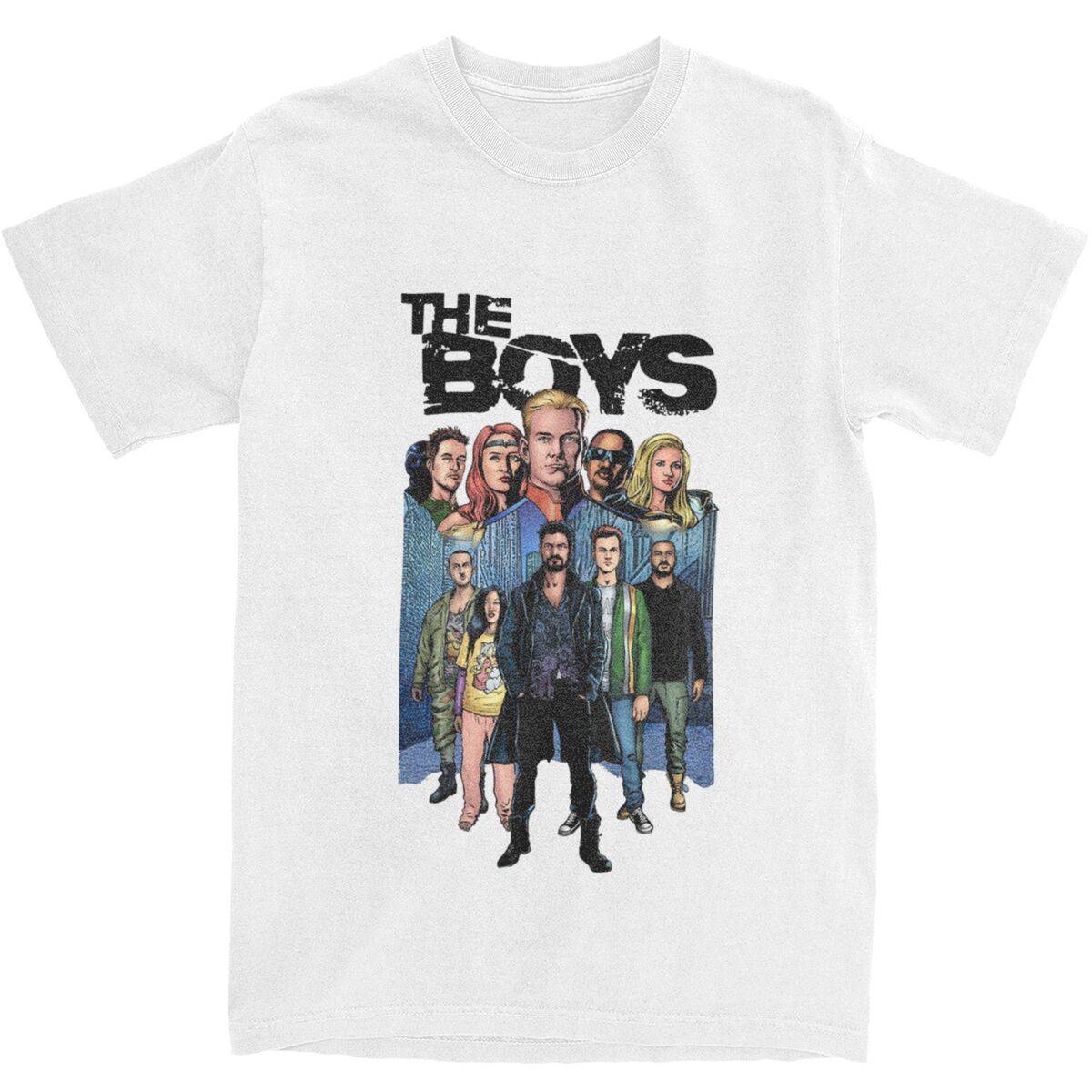 Herrar The Boys TV-program T-shirts Polisaffisch Bomullskläder Sommar Rolig Kortärmad T-shirt O-ringning Hip Hop Mönster T-shirt cm white