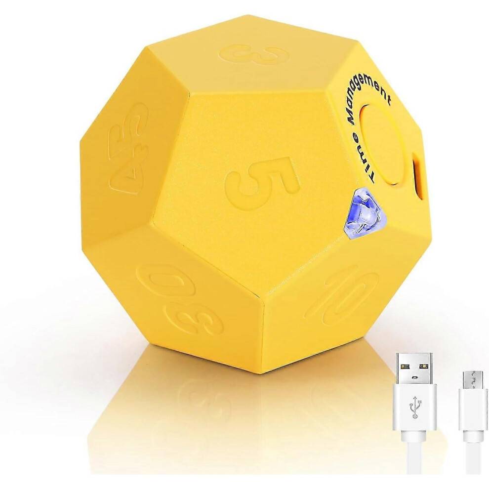 (Yellow) Cube Timer, Time Management Dodecahedron Timer, Timer For Kids, Kitchen Timer For Cooking, Productivity Pomodoro Timer-Good
