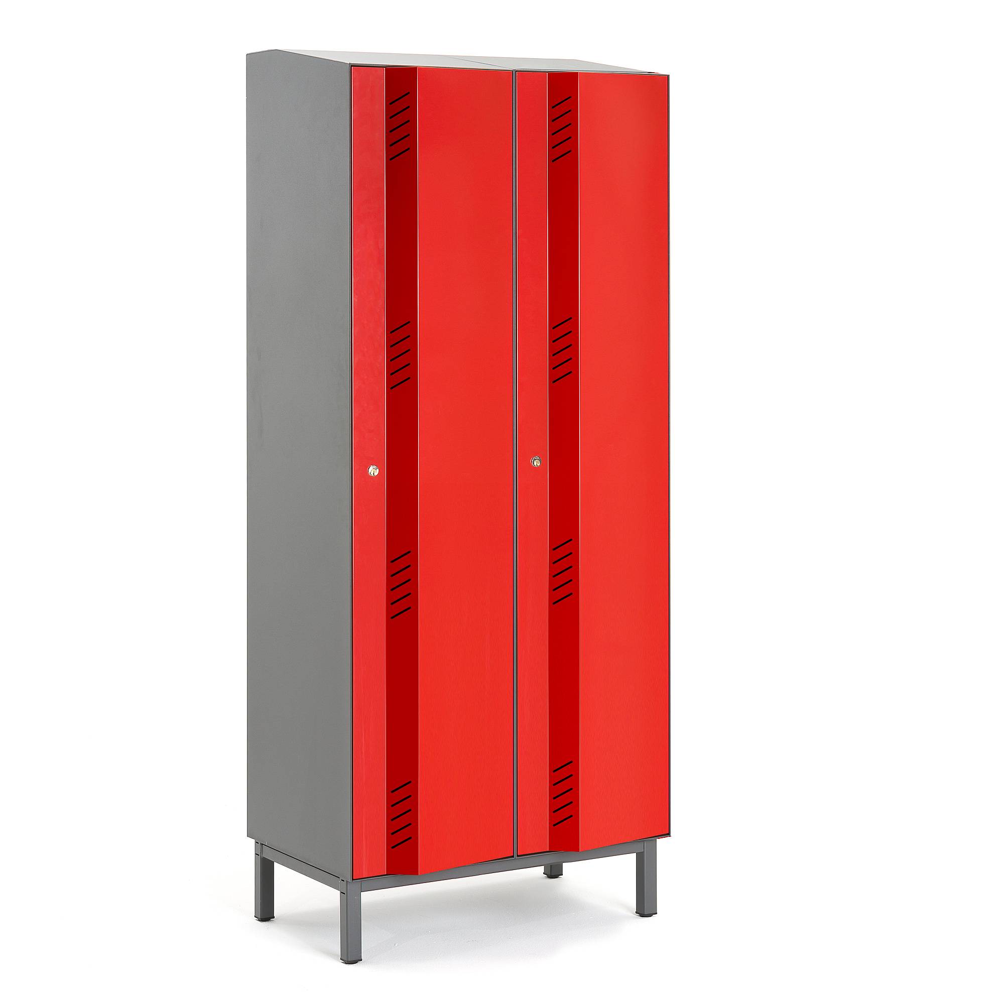 Klädskåp CREATE ENERGY, benstativ, 2 sektioner, 1985x800x500 mm, röd dörr