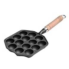 Yosoo Takoyaki-panna, 14 hål Takoyaki-panna, non-stick belagd, gjutjärn bläckfisk köttbollar formmaskin med avtagbart handtag för bakning av pannkakor hemma