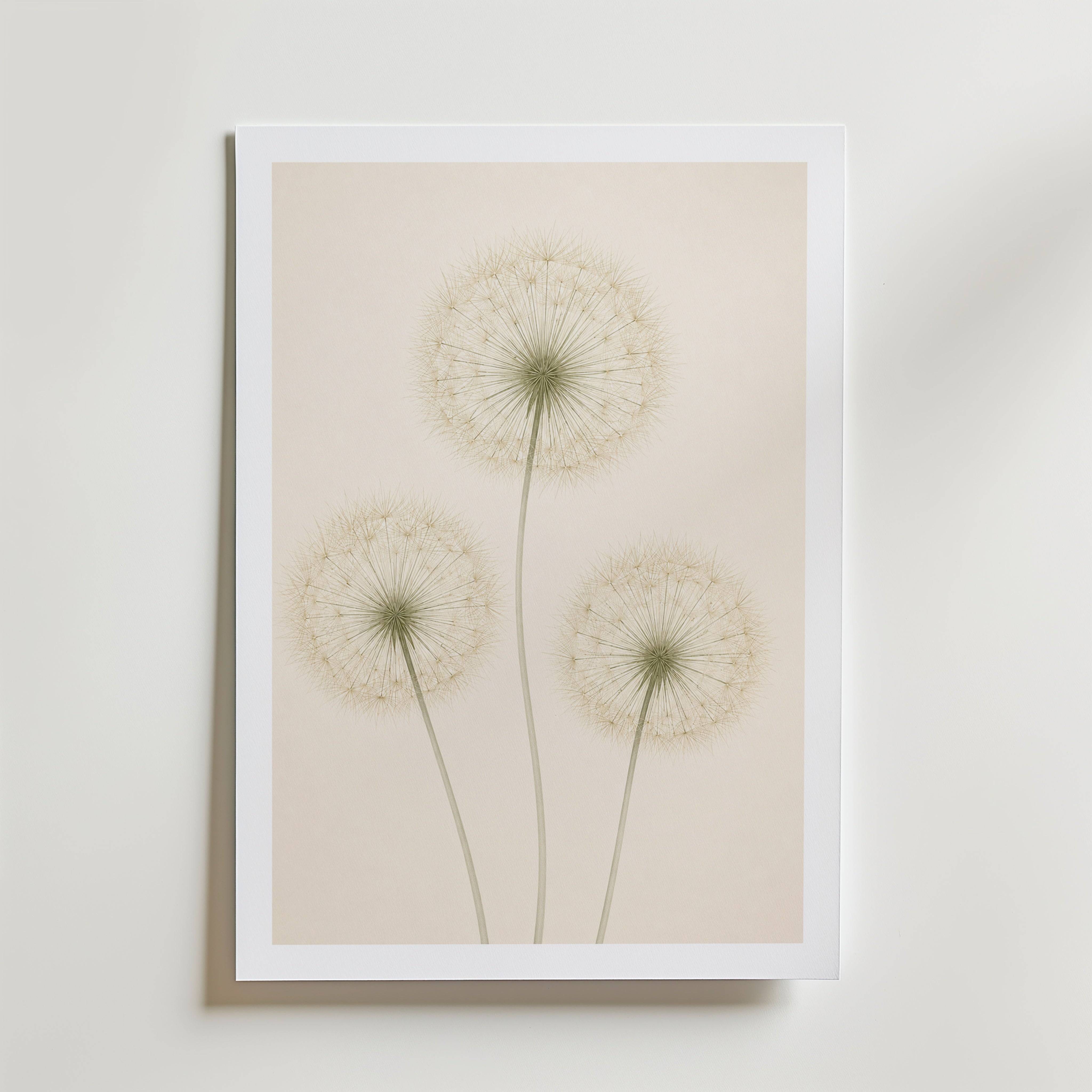 Quiet Dandelion Trio Poster - Premium Canvas 21x30 cm