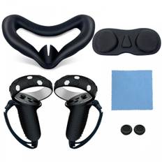 Tilbehørssæt til Oculus Quest 2, Oculus/Meta Quest 2 VR-headset silikone maske, med beskyttende håndtagsdæksel (sort)