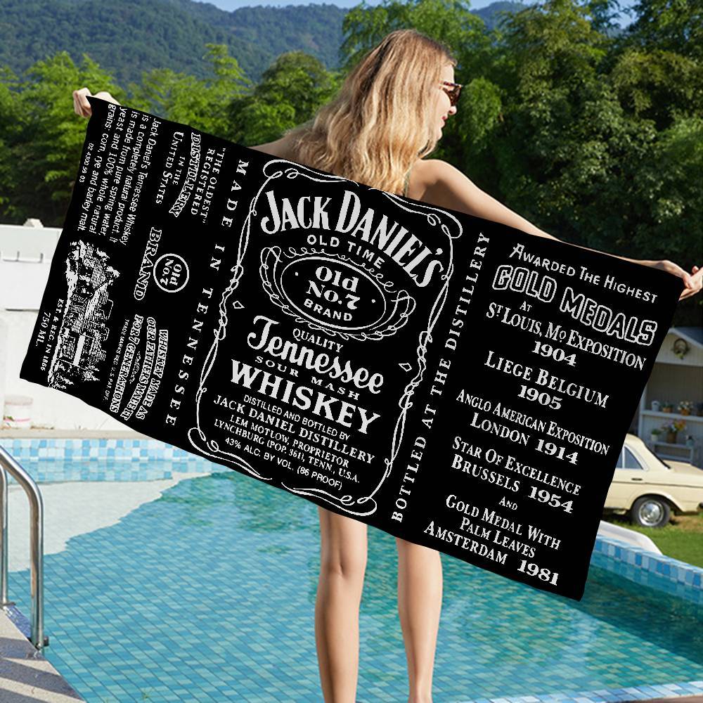 J-Jack D-Daniels Mikrofiber Strandhandduk Absorberande Snabbtorkande Mjuk Yoga Simning Resort Bergsklättring Handduk