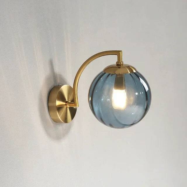Nordic Glas Vägglampa - Elegant Skandinavisk Vägglampa i Glas med Varm LED Ljus - Blå / 15 x 22 x 8
