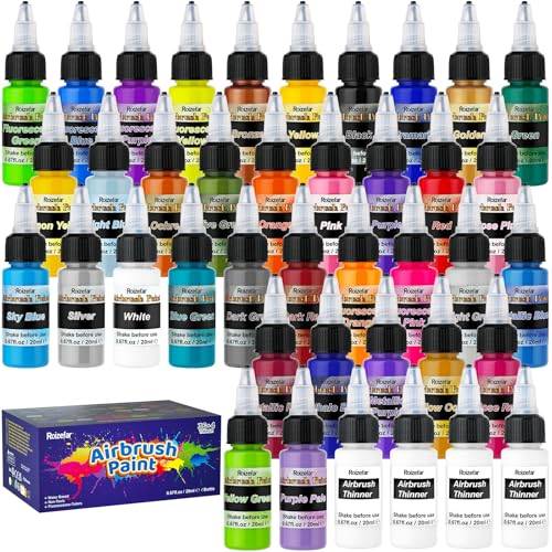 Roizefar airbrush- och akrylfärger, kit med airbrushfärger, akrylfärger + airbrushförtunning, 20 ml/flaska (36 akrylfärger + 4 förtunningsmedel)