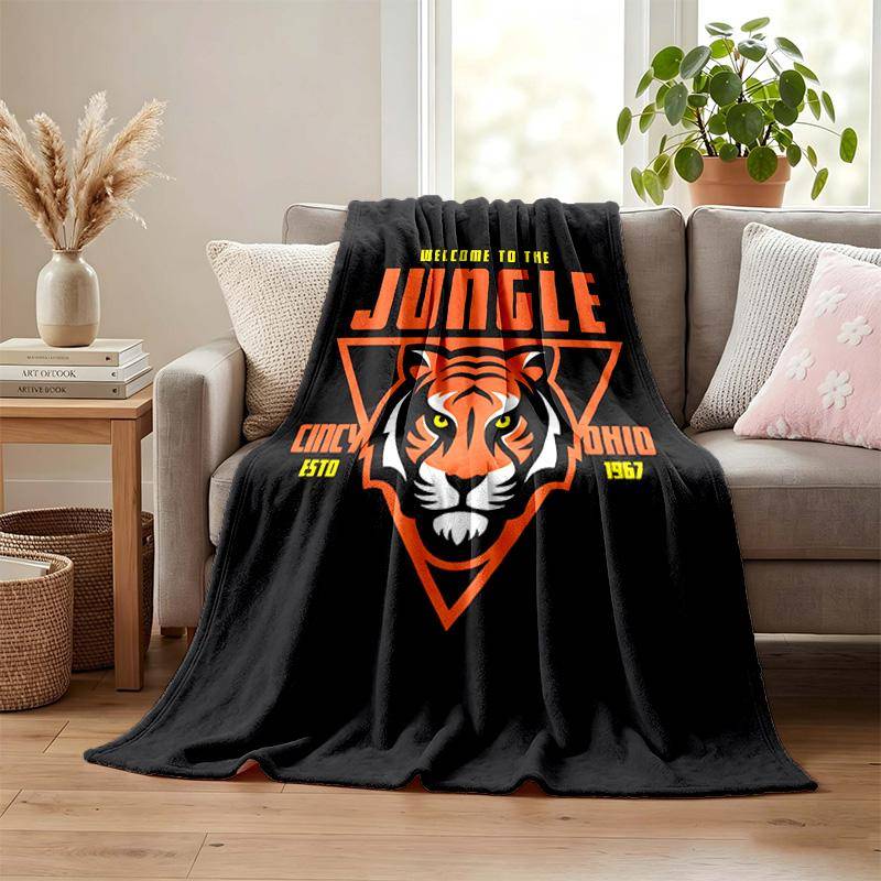 Cincinnati Bengals filt Flanellfilt Mjuk Mysig Plyschpläd för Soffa Säng Lätt Heminredning