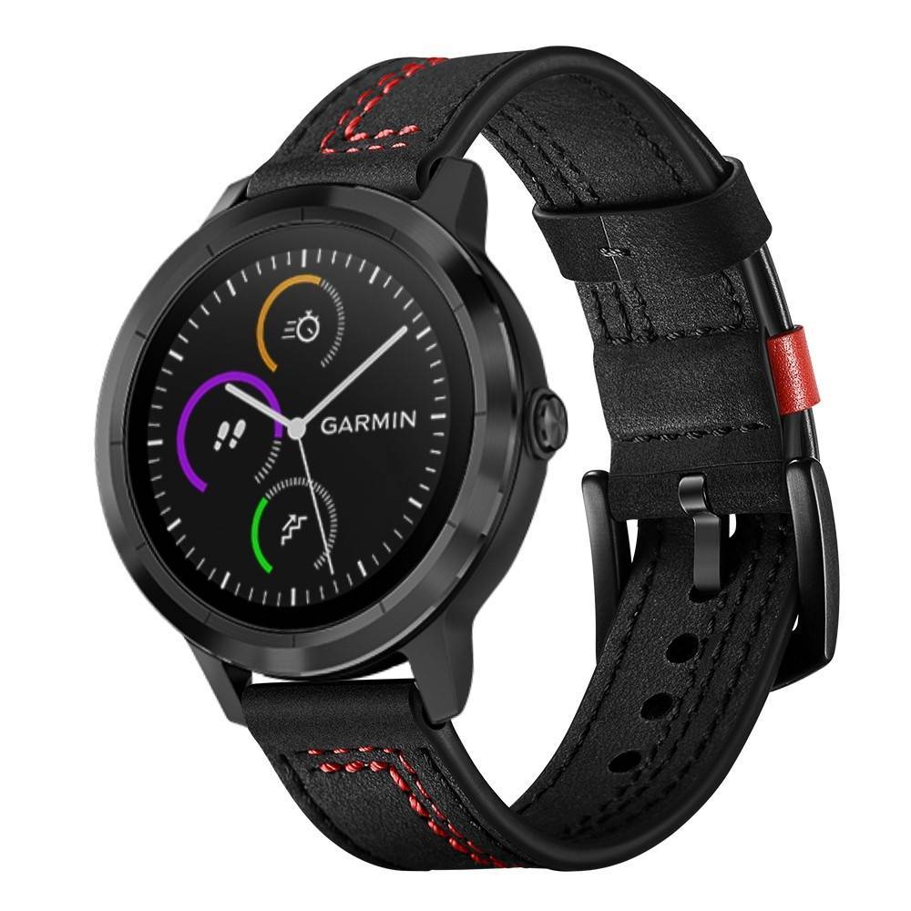 Garmin Vivoactive 5/3 / Vivomove HR - Design Äkta läder armband - Svart