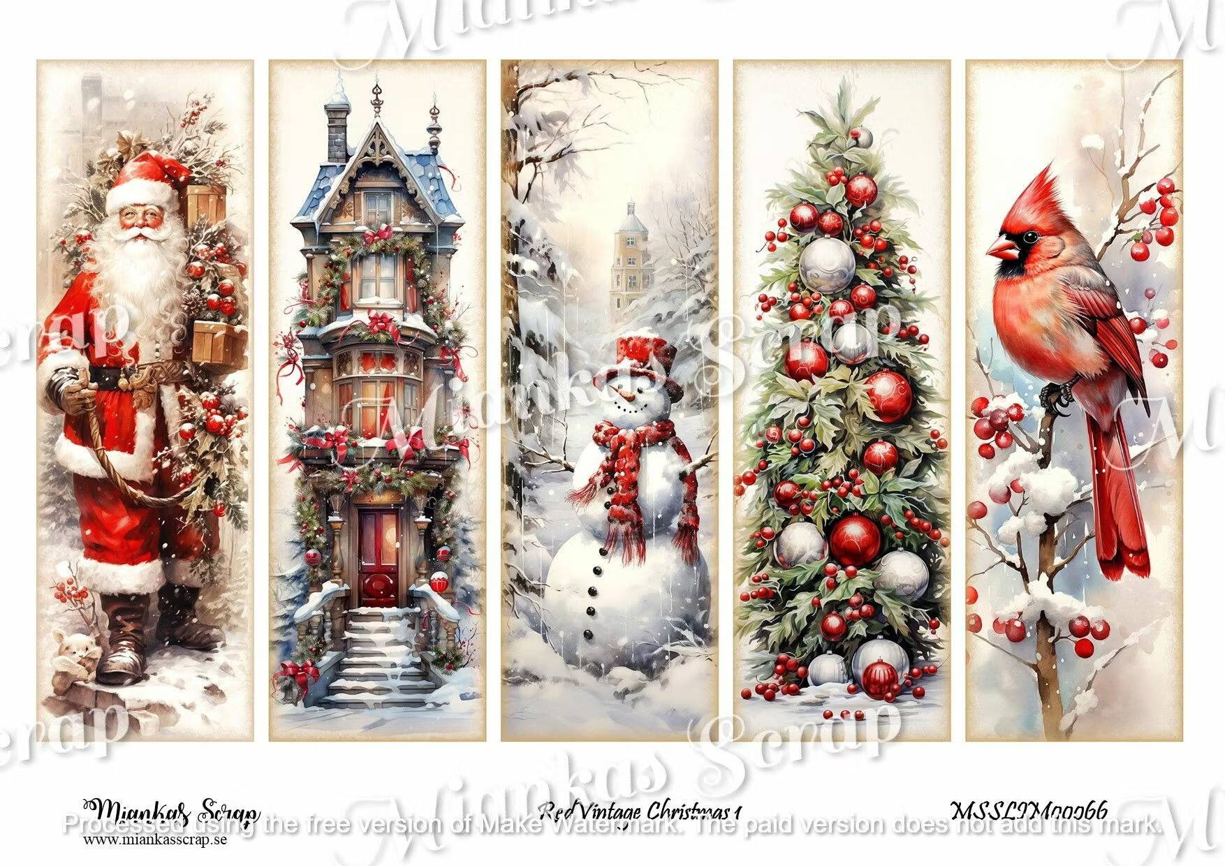 Miankas Scrap klippark - Red Vintage Christmas 1