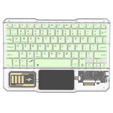 KB333 Transparent 78 Keys Wireless Bluetooth Keyboard with Touchpad, Colorful Backlight - Green