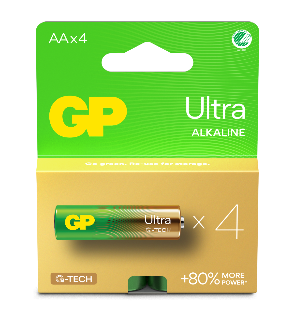 GP - Ultra Alkaline AA Batteries, 15AU/LR6, 1.5V, 4-Pack