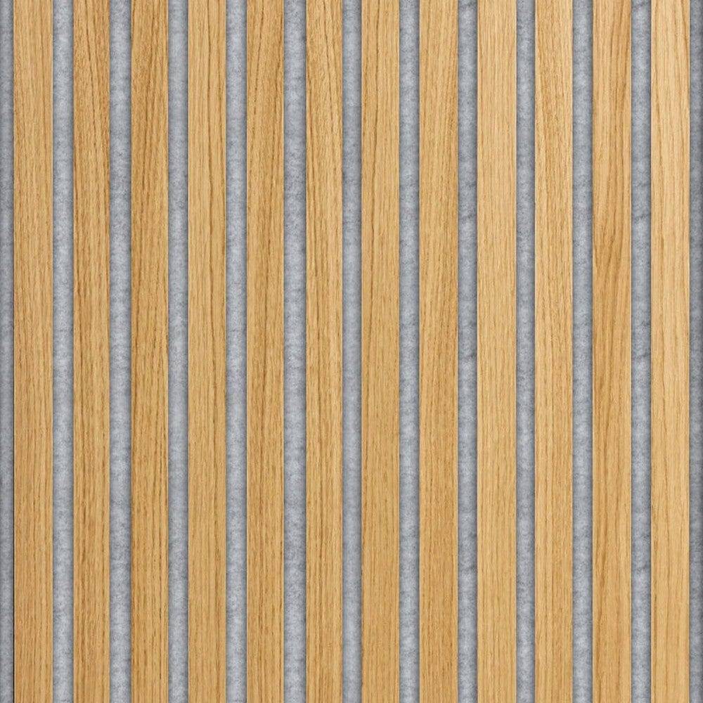 Wood on Wall Akustikpanel Ek Oljad - 2-pack / Ljusgrå / 2400x600mm