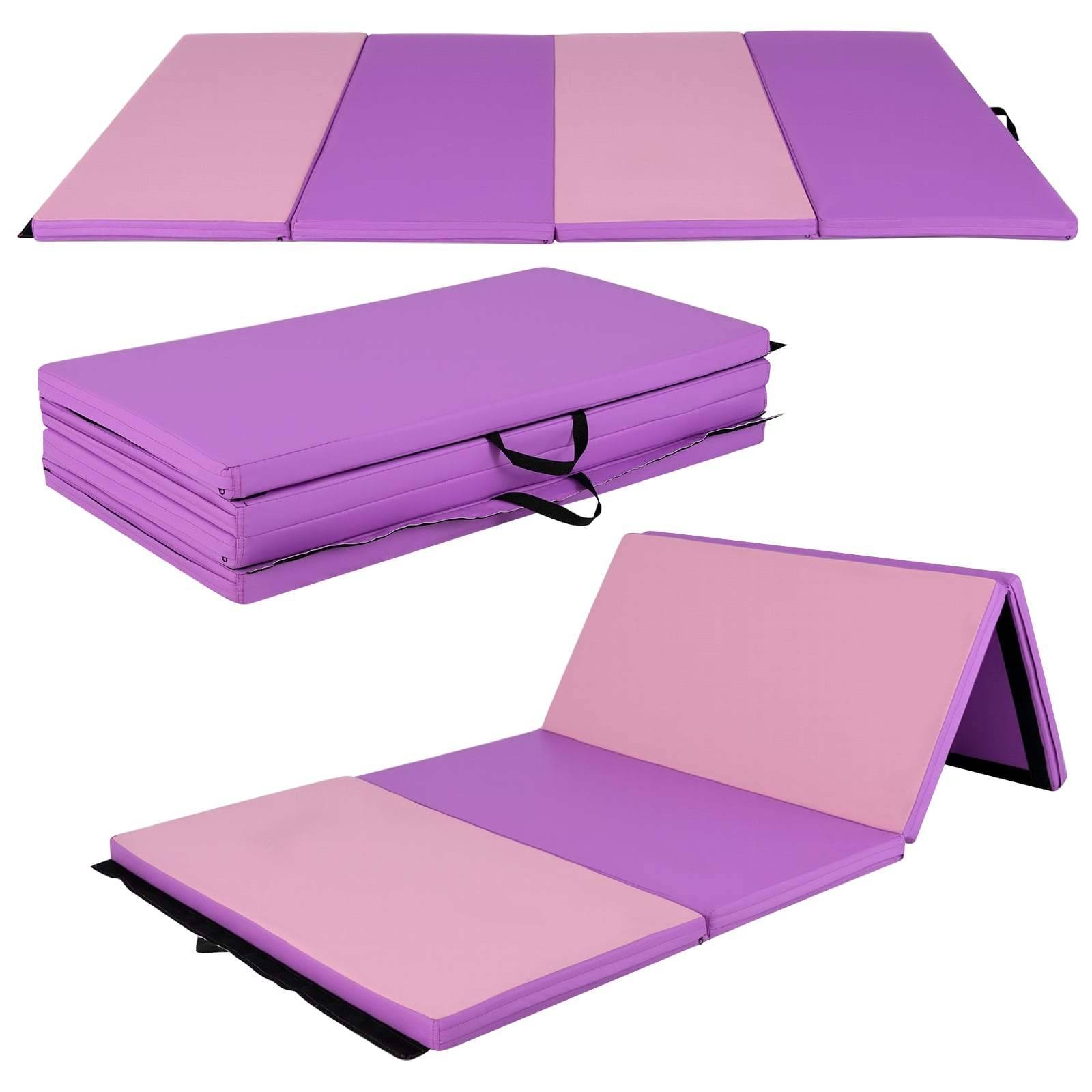 Hopfällbar gymnastikmatta – 240x116x5 cm, lila och rosa