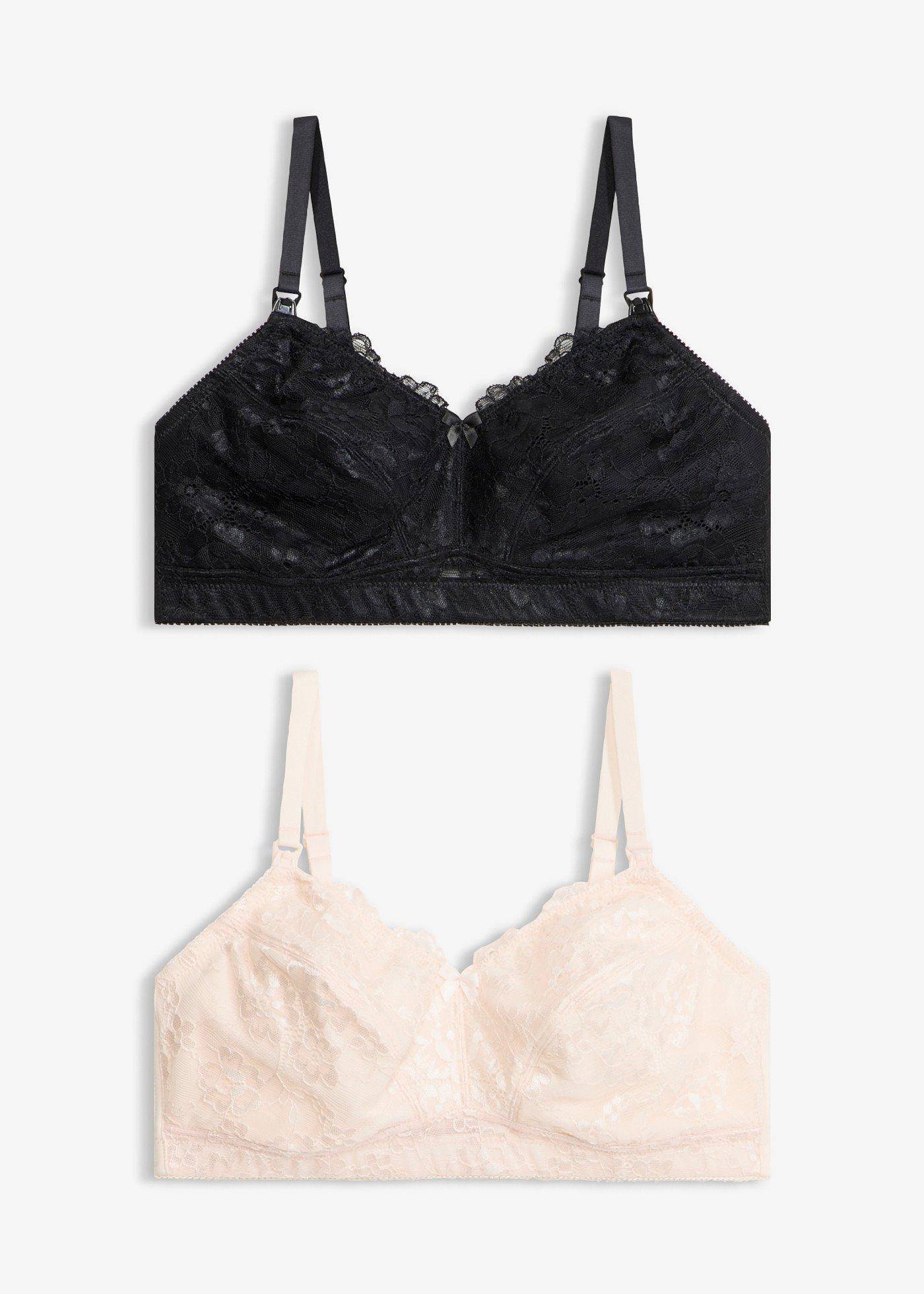 Amningsbehå utan bygel, med spets (2-pack)