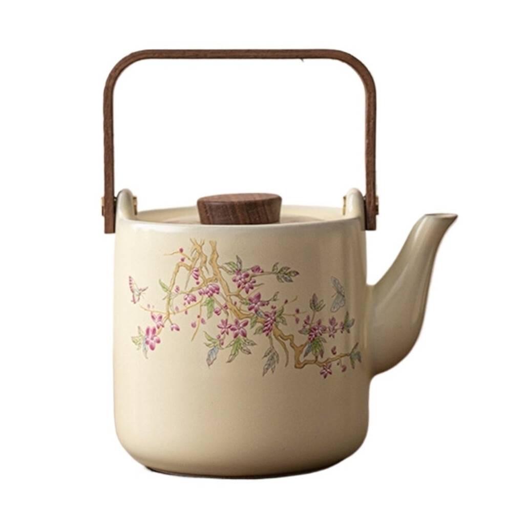 20OZ Imitation Song Mihuang Ru Kiln Wisteria Flower Tekande Kinesisk Keramik Husholdnings Stor Kapacitet Temaskine