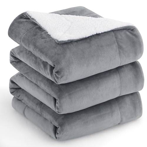 Aisbo Sherpa Kuscheldecke Flauschig 220x240 - Sofadecke, Grau