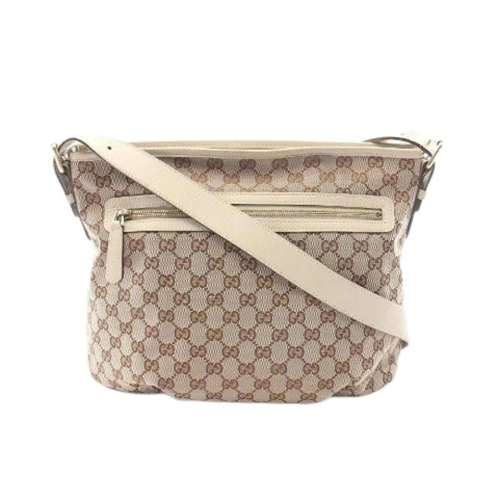 Gucci Vintage Pre-owned GG Canvas Læder Skuldertaske - Vintage - Dame - Beige - ONE SIZE - Uld